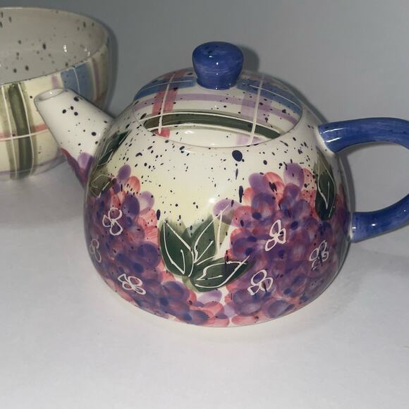 Julie Ueland tea for one 3 piece set floral teapot & cup vintage Enesco 1999 - Picture 5 of 8